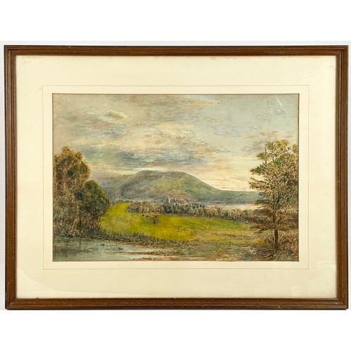 41 - C WARD, LAKE DISTRICT TOWN, POSSIBLY KESWICK, WATERCOLOUR, SIGNED,  35CM X 50CM, FRAMED