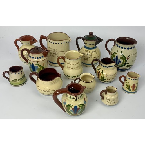 128 - COLLECTION OF TORQUAY MOTTOWARE JUGS INC. A PUZZLE JUG