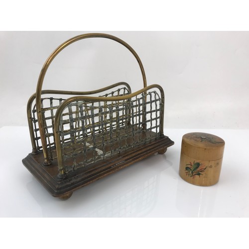 252 - LETTER RACK TOGETHER WITH A TREEN POT