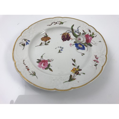 125 - CHAMBERLAINS PLATE WITH HAND PAINTED FLORAL DECORATION, GRAINGERS DITTO