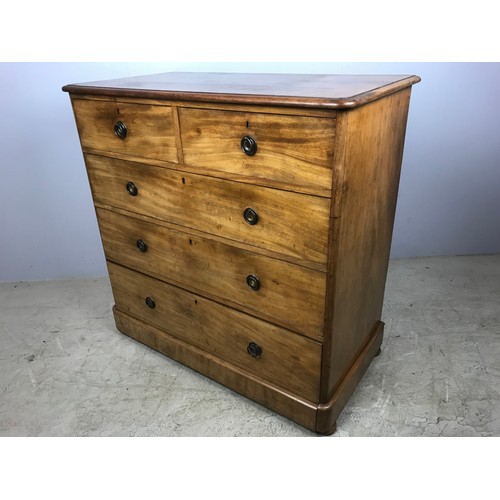 502 - VICTORIAN MAHOGANY CHEST OF 2 OVER 3  GRADUATED DRAWERS 107cm LONG, 107cm TALL