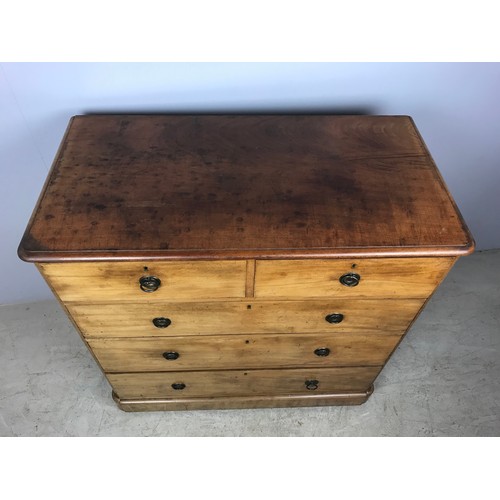 502 - VICTORIAN MAHOGANY CHEST OF 2 OVER 3  GRADUATED DRAWERS 107cm LONG, 107cm TALL