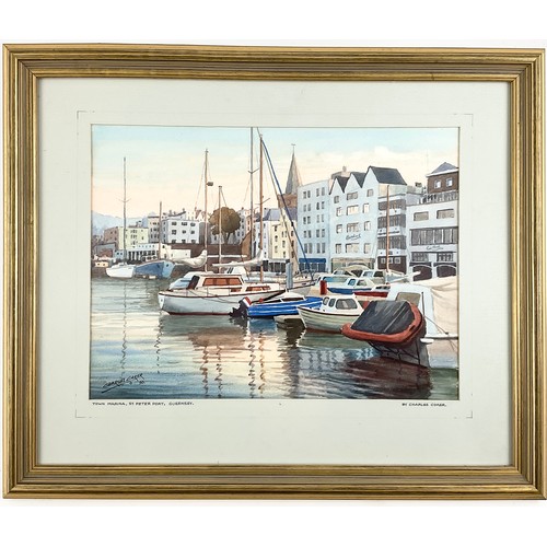 30 - CHARLES COKER, TAN MARINA, ST PETER PORT, GUERNSEY, WATERCOLOUR, SIGNED AND DATED 1990,  28CM X 38CM... 