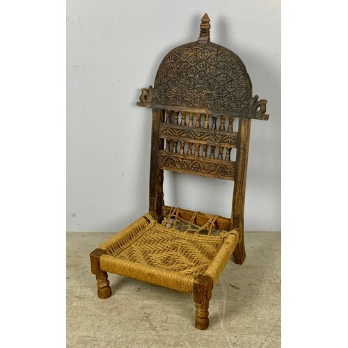 678 - LOW AFGHANISTANI CHAIR WITH CARVED BACK