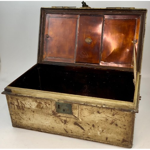 250 - INTERESTING METAL TRUNK/ DEED BOX BY S.W.SILVER, CORNHILL, LONDON,  ‘DR. J.S.HYLAND, ELMINA, GOLD CO... 