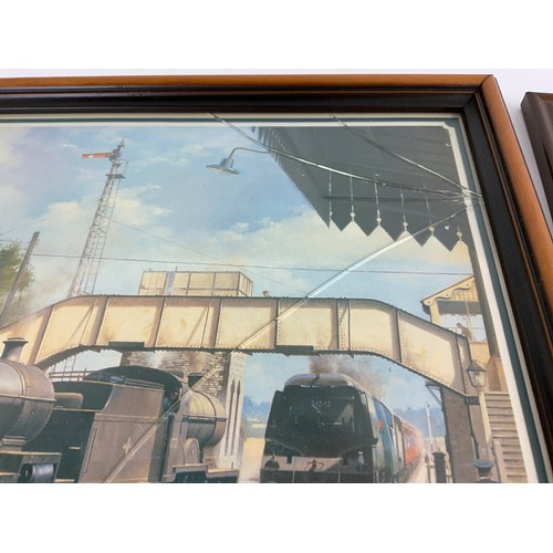 320 - ASSORTED FRAMED RAILWAY PICTURES INC, LYNTON TANK?, WELL TANKS, 1959 ARIEL PICTURE OF A RAILWAY YARD... 