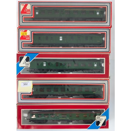 356 - LIMA, 5 BOXED MK1 COACHES , BR SR LIVERY