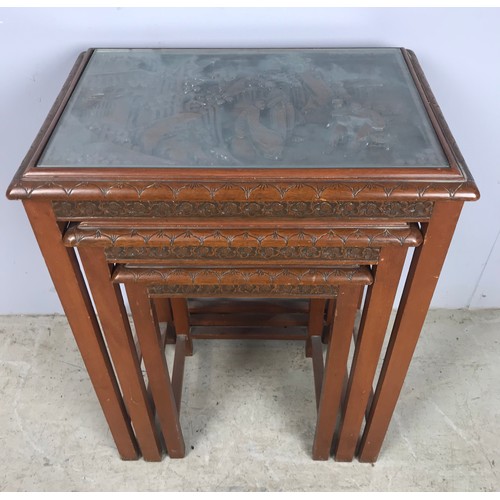 582 - ORIENTAL HARDWOOD NEST OF TABLES