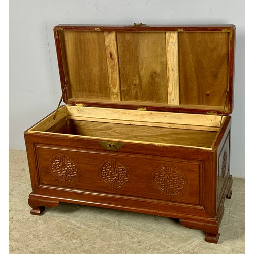 561 - ORIENTAL HARDWOOD BLANKET CHEST, approx. 92 cm