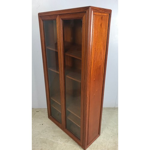 566 - ORIENTAL HARDWOOD DISPLAY CABINET 123cm TALL