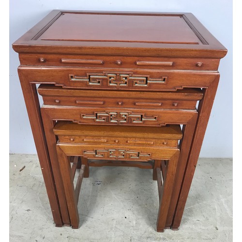 577 - NEST OF ORIENTAL HARDWOOD OCCASIONAL TABLES