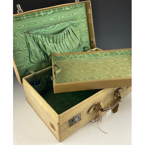 248 - A PIG SKIN SUITCASE, A LARGE LEATHER SUITCASE AND FOUR OTHER CASES. (6)