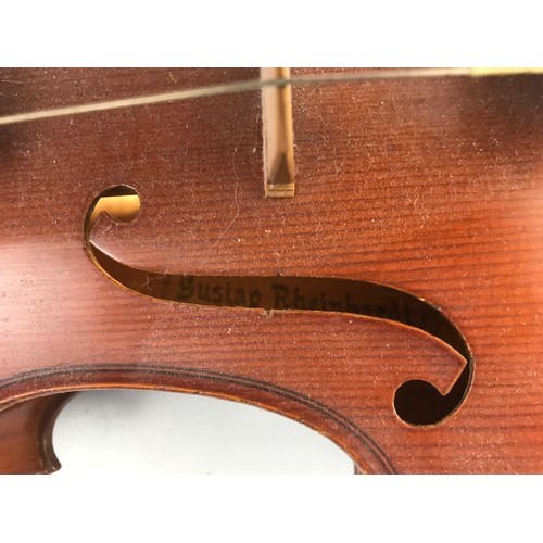 340 - VIOLIN WITH CASE BEARING LABEL POSSIBLY REINHARDT