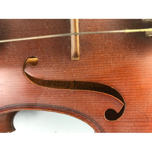 340 - VIOLIN WITH CASE BEARING LABEL POSSIBLY REINHARDT