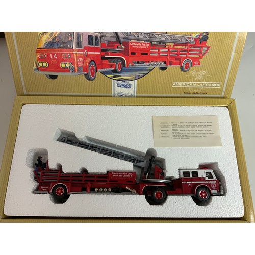 105 - CORGI FIRE ENGINE COLLECTION, 97355 AEC NOTTINGHAM, AMERICAN LAFRANCE, AEC PUMP CLEVELAND, AEC LADDE... 