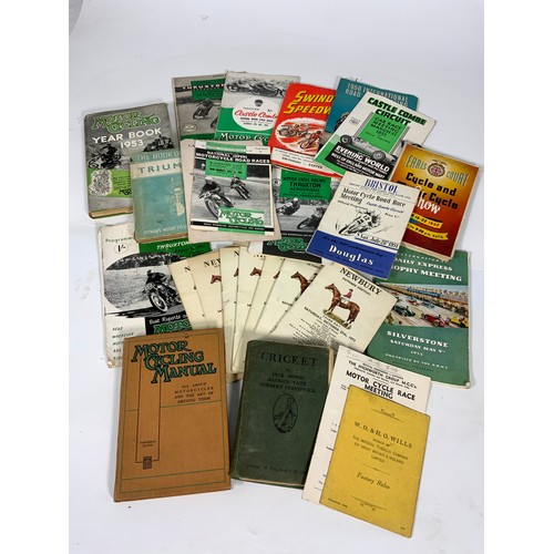 15 - COLLECTION OF MOTOR CYCLE & RACING PROGRAMMES C.1950’S ETC. BLANDFORD, CASTLE COMBE, SWINDON SPEEDWA... 