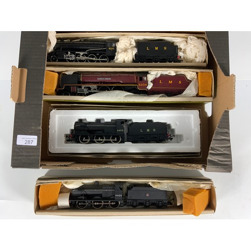 287 - HORNBY 8F 2-8-0 8193, LMS BLACK, LMS 6234 DUCHESS OF ABERCORN, & 2 X AIRFIX 4F’S, ALL IN NON ORIGINA... 