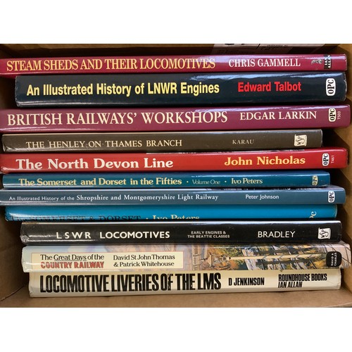 207 - TWO BOXES OF OPC, IAN ALLAN, WILD SWAN, GOOD QUALITY BRITISH STEAM TITLES, LMS, GWR ETC.