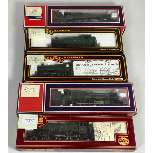 389 - 5 BOXED LOCOMOTIVES, LIMA KING GEORGE V X 2, GMR CAERPHILLY CASTLE, MAINLINE 6600 CLASS 0-6-2 T, & M... 