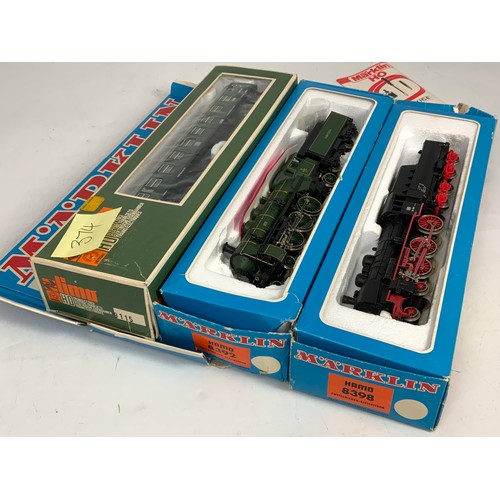 374 - MARKLIN HAMO, 2 BOXED MODELS, 8392 4-6-2 K.BAY.STS STEAM LOCOMOTIVE, &  DB 4-6-0 CLASS 38 BOX 8398, ... 