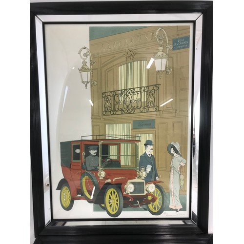 20 - PAIR OF FRENCH ART NOUVEAU STYLE WELL FRAMED PRINTS DEPICTING MAXIMS CAFÉ OF MOTORING INTEREST.  THE... 