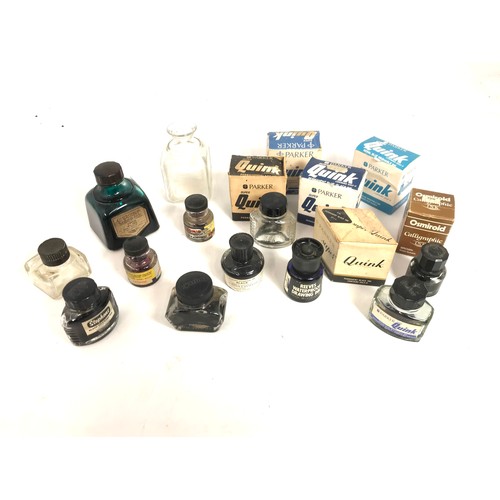 316 - A QUANTITY OF FOUNTAIN PEN INK, INCLUDING FIELD’S GREEN INK IN ORIGINAL BOTTLE, QUINK (SOME BOXED) A... 