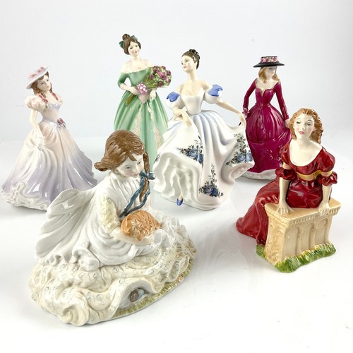 76 - A COLLECTION OF ROYAL WORCESTER PORCELAIN FIGURINES, INCLUDING SAFE AT LAST, CHRISTINA AND CATHERINE... 