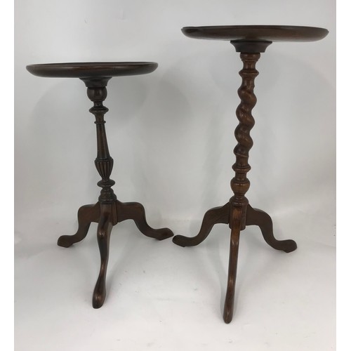 616 - 2 OCCASIONAL TABLES EACH ON PEDESTAL WITH TRIPOD BASE