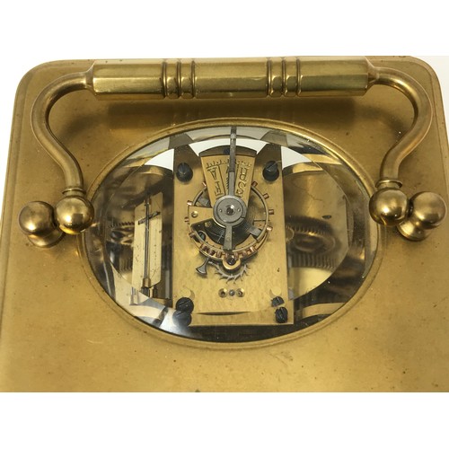 242 - FRENCH GILT BRASS 4 GLASS CARRIAGE CLOCK