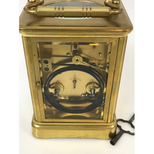 242 - FRENCH GILT BRASS 4 GLASS CARRIAGE CLOCK