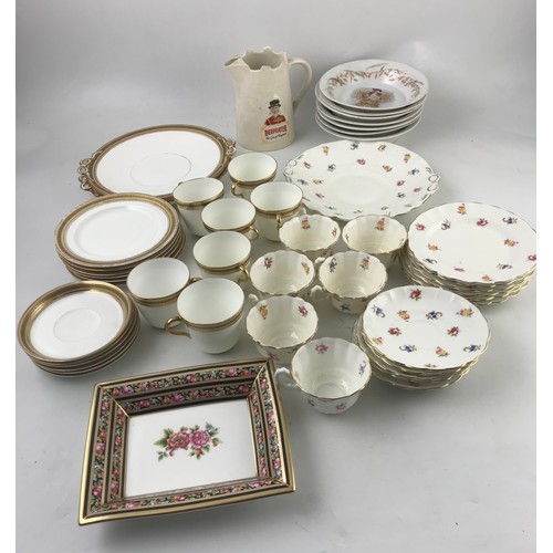 156 - MISC. CHINA AND PORCELAIN TO INC. WADE BEEFEATER GIN JUG, PART TEA SETS ETC.