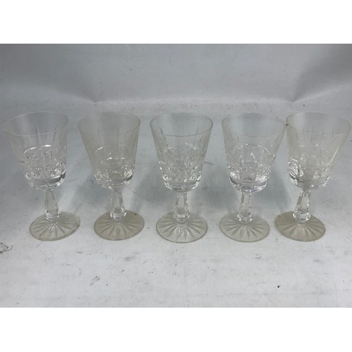 225 - 6 WATERFORD CRYSTAL FLUTED GLASSES  & 5 WINE GLASSES