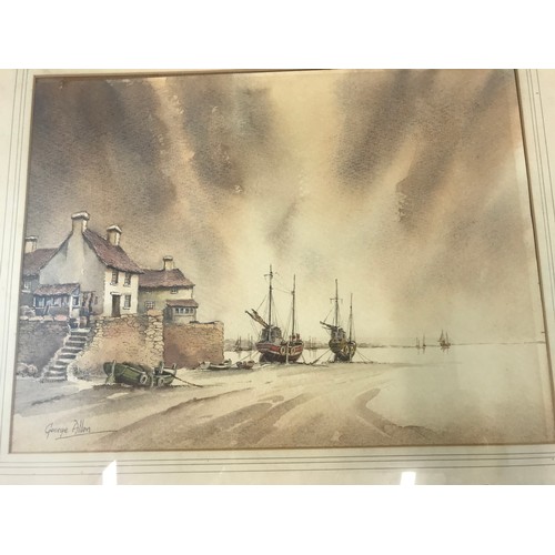 15 - WATERCOLOUR DEPICTING COASTAL SCENE SIGNED GEORGE ALLEN