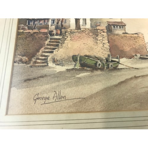 15 - WATERCOLOUR DEPICTING COASTAL SCENE SIGNED GEORGE ALLEN