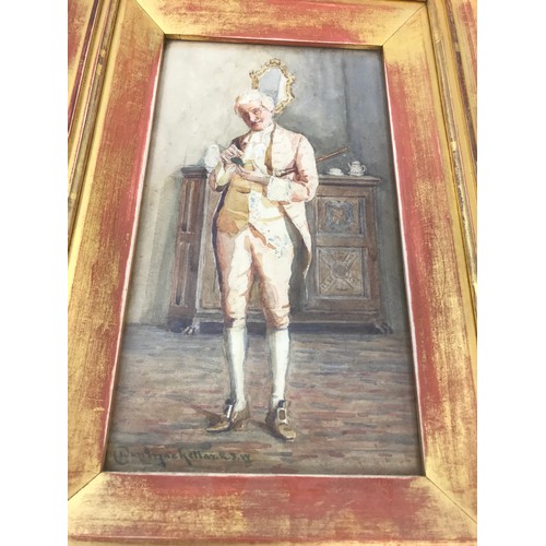 20 - DUNCAN MACKELLAR (1849-1908) , WATERCOLOUR DEPICTING A GEORGIAN GENTLEMAN, approx. 25 x 14 cm