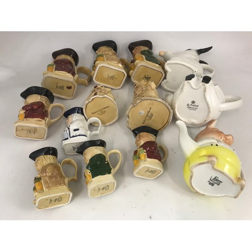 119 - COLLECTION OF CHARACTER JUGS & TEAPOTS H J WOOD & SONS ETC