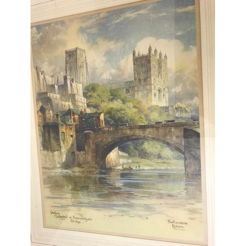 19 - PAIR OF FRAMED WATERCOLOURS, FEATHERSTONE ROBSON (1880 – 1936) DEPICTING DURHAM AND LINCOLN CATHEDRA... 