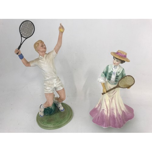 116 - 3 ROYAL DOULTON BUNNYKINS 2 TENNIS RELATES FIGURES AND TWO OTHER ROYAL DOULTON TENNIS RELATED FIGURE... 