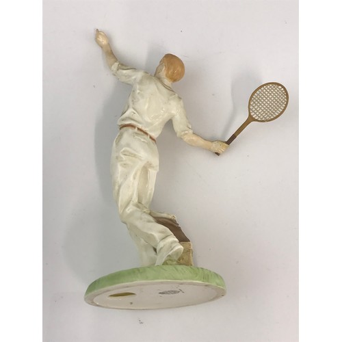 81 - ROYAL WORCESTER FIGURE DEPICTING A TENNIS PLAYER  25cm TALL