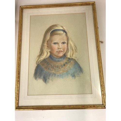 24 - 3 PASTEL PORTRAITS, YOUNG BOY AND YOUNG GIRL, EACH SIGNED D.SYKES