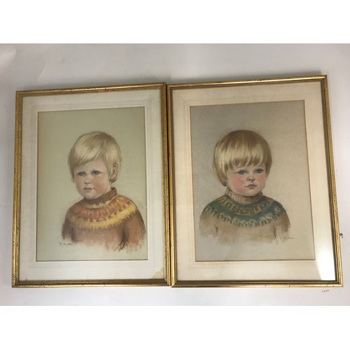 24 - 3 PASTEL PORTRAITS, YOUNG BOY AND YOUNG GIRL, EACH SIGNED D.SYKES