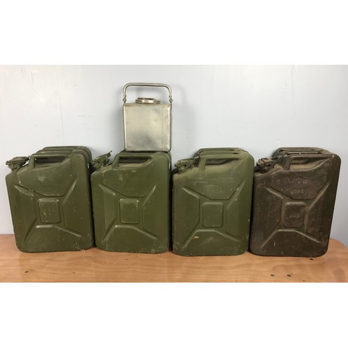 29 - FOUR JERRY CANS AND AN ALUMINIUM CAN