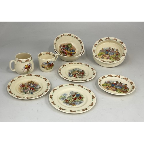 113 - MISC. ROYAL DOULTON BUNNYKINS NURSERY WARE AND 3 ROYAL DOULTON CHARACTER JUGS