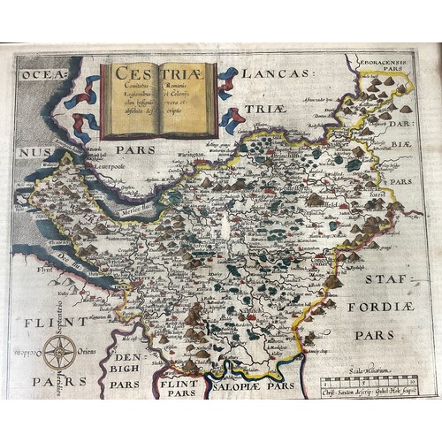 47 - COLOURED MAP OF CHESHIRE APPROX 30X37CM