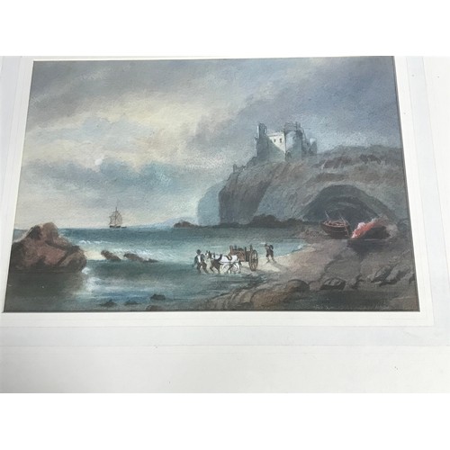 14 - WATERCOLOUR DEPICTING WRECKERS ON A BEACH SCENE, APPROX. 42 X 30 cm, NO APPARENT SIGNATURE