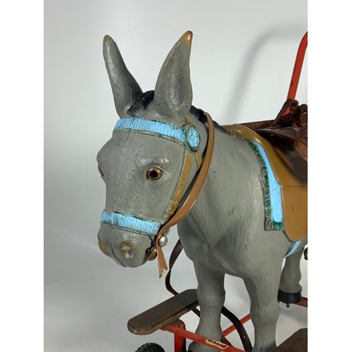 51 - TRIANG PUSH ALONG DONKEY TOGETHER WITH SET OF CHILD’S REINS