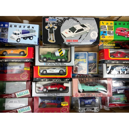 107 - MIXED BOXED DIECAST, VITESSE, VANGUARD, CARS, TOP TRUMPS, CORGI JAMES BOND COLLECTION 007 20TH ANNIV... 