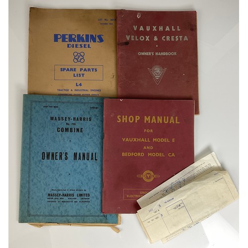 14 - OLD MANUALS INC. VAUXHALL VELOX & CRESTA, VAUXHALL MODEL E AND BEDFORD MODEL CA, PERKINS DIESEL SPAR... 