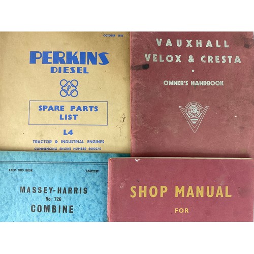 14 - OLD MANUALS INC. VAUXHALL VELOX & CRESTA, VAUXHALL MODEL E AND BEDFORD MODEL CA, PERKINS DIESEL SPAR... 