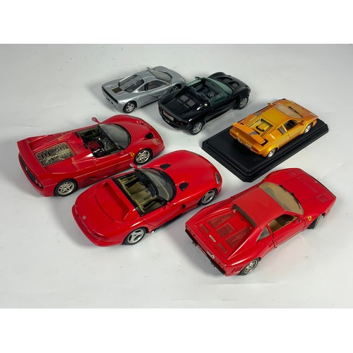 125 - COLLECTION OF 4 U/B BURAGO, CARS, VIPER, FERRARI F50, FERRARI GTO, LAMBORGHINI, CHRONO LOTUS ELISE, ... 